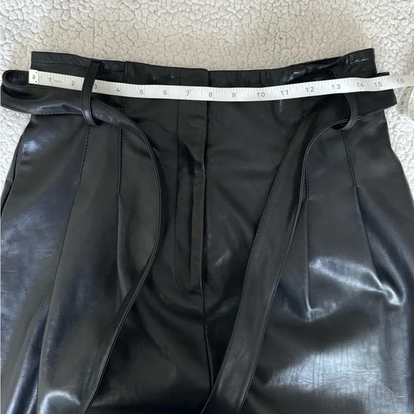 Creatures Of The Wind Runway Black Leather Belted Midi Skirt Size 8